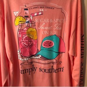Simply Southern Coral Long‎ Sleeve Graphic T Shirt Women's
